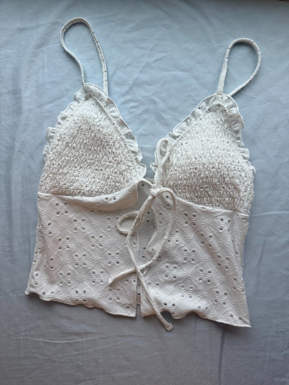 glowny tankini in a white eyelet pattern
